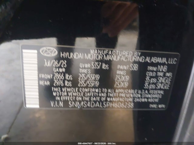 45447637 :رقم المزاد ، 5NMS4DAL5PH606238 vin ، 2023 Hyundai Santa Fe Limited مزاد بيع