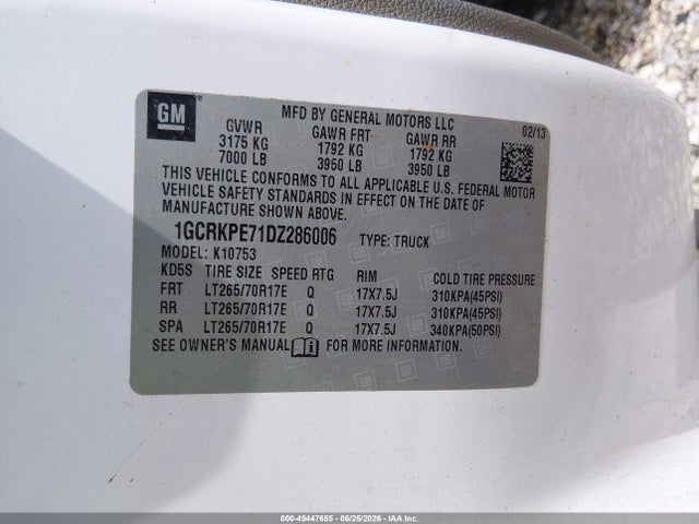 Aukcja sprzedaży 2013 Chevrolet Silverado 1500 Work Truck, vin: 1GCRKPE71DZ286006, numer aukcji: 45447655