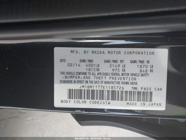 Aukcja sprzedaży 2014 Mazda Mazda3 I Sv, vin: JM1BM1T77E1185726, numer aukcji: 45447743
