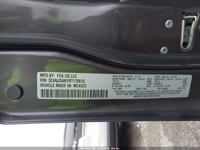 45447766 :رقم المزاد ، 3C4NJDAN1RT170615 vin ، 2024 Jeep Compass Sport 4x4 مزاد بيع