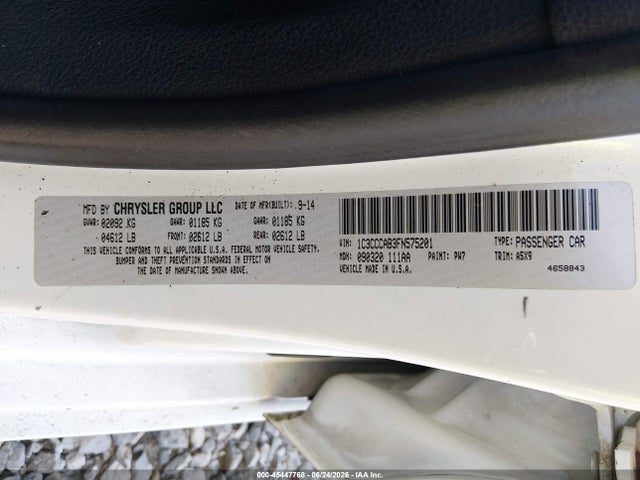 2015 Chrysler 200 Limited მანქანა იყიდება აუქციონზე, vin: 1C3CCCAB3FN575201, აუქციონის ნომერი: 45447768