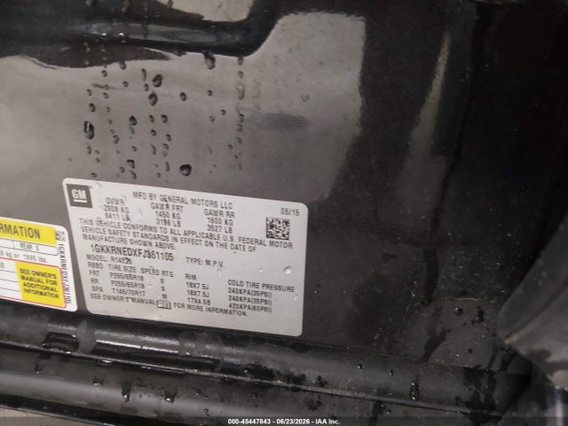 Aukcja sprzedaży 2015 Gmc Acadia Sle-1, vin: 1GKKRNEDXFJ361105, numer aukcji: 45447843
