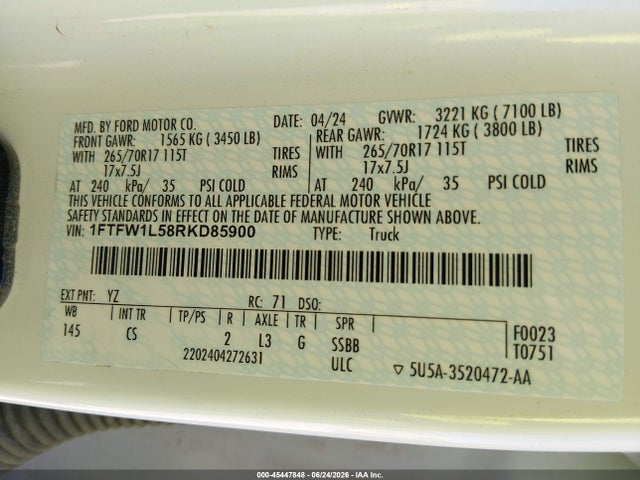 Ford F-150 Xl 2024 1FTFW1L58RKD85900 Image 9