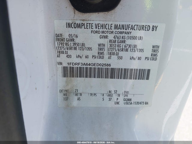 Ford F-350 Xl/xlt 2016 1FDRF3A64GED02586 Image 9
