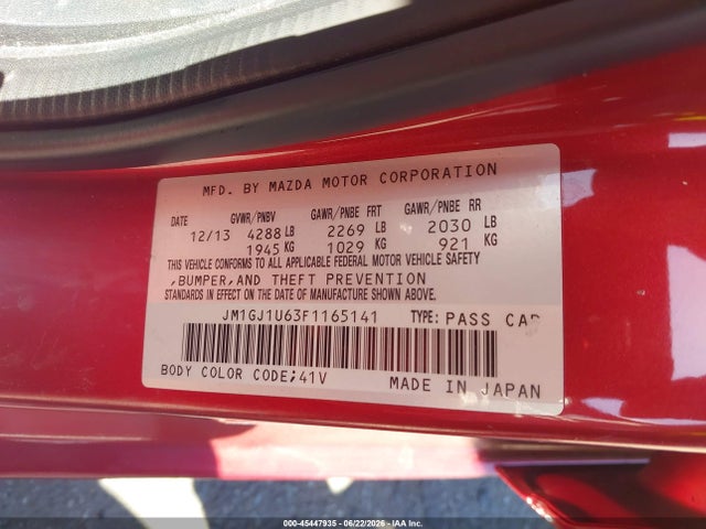 JM1GJ1U63F1165141 Mazda Mazda6 I Sport