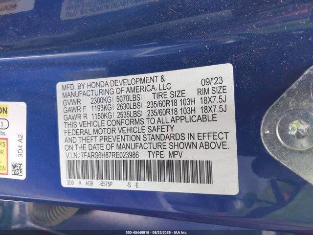 7FARS6H87RE023986 Honda Cr-v Hybrid Sport-l