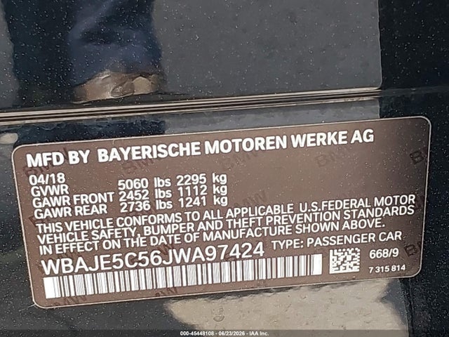 BMW 540I 2018 WBAJE5C56JWA97424 Image 9