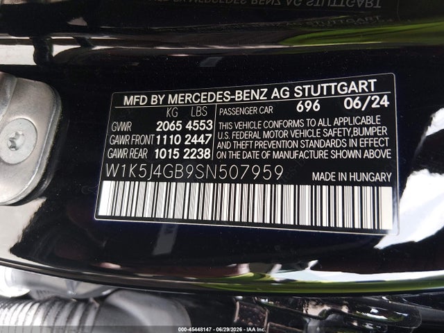 Продаж на аукціоні авто 2025 Mercedes-benz Cla 250 Coupe, vin: W1K5J4GB9SN507959, номер лоту: 45448147