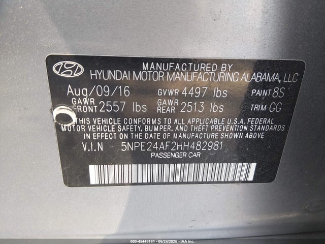 Hyundai SONATA SE 2017 5NPE24AF2HH482981 Image 9