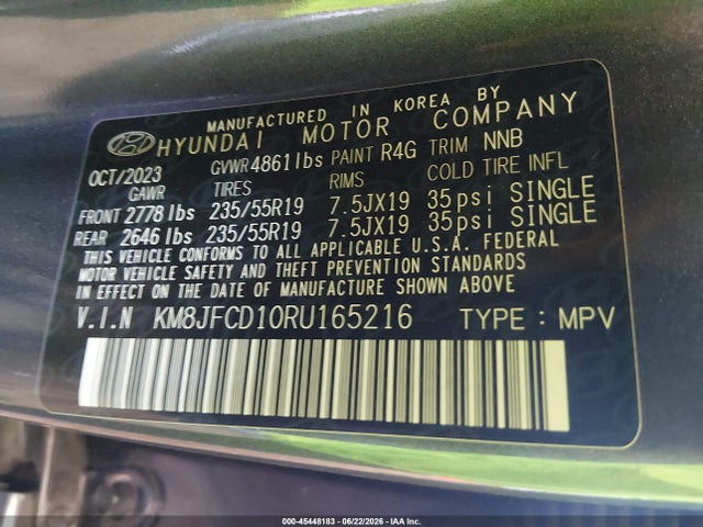 KM8JFCD10RU165216 Hyundai Tucson Hybrid N Line