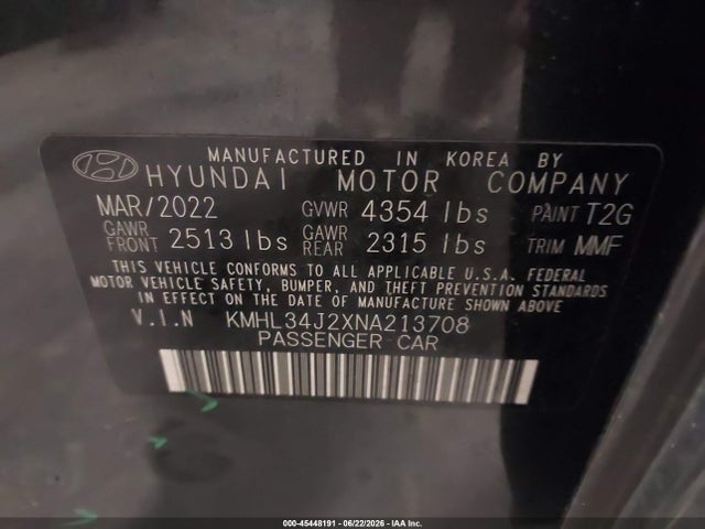 Hyundai Sonata Limited 2022 KMHL34J2XNA213708 Image 9