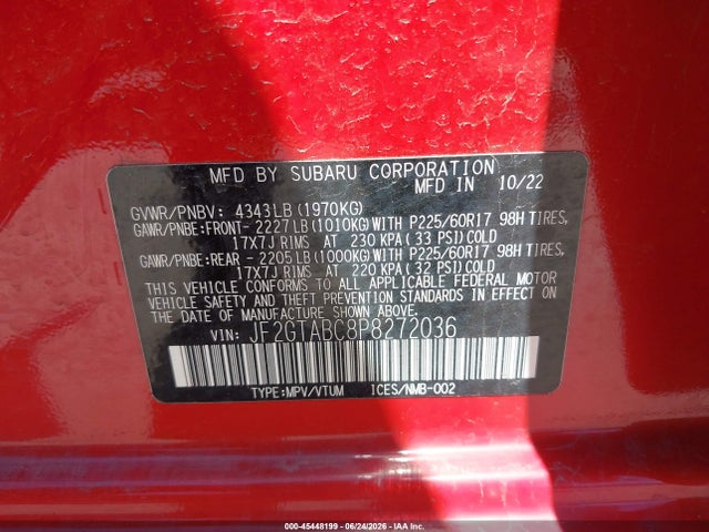 Продаж на аукціоні авто 2023 Subaru Crosstrek, vin: JF2GTABC8P8272036, номер лоту: 45448199
