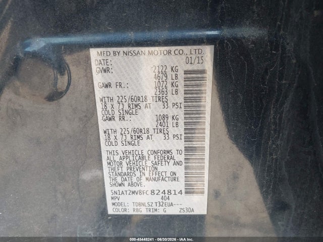 5N1AT2MV8FC824814 Nissan Rogue Sl