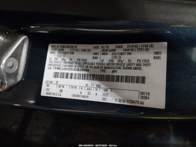 Ford ESCAPE SEL 2018 1FMCU9HD5JUB28060 Image 9
