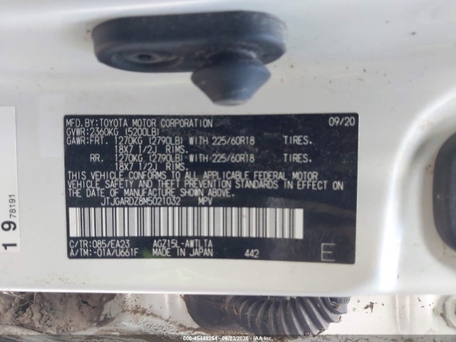 45448254 :رقم المزاد ، JTJGARDZ8M5021032 vin ، 2021 Lexus Nx 300 مزاد بيع