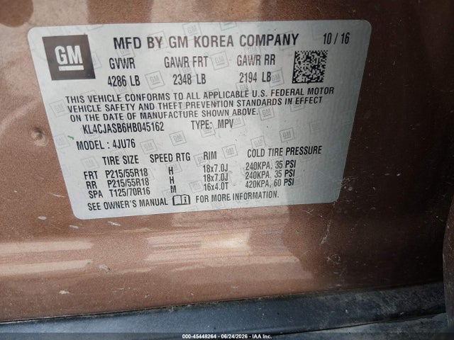 Продаж на аукціоні авто 2017 Buick Encore Preferred, vin: KL4CJASB6HB045162, номер лоту: 45448264
