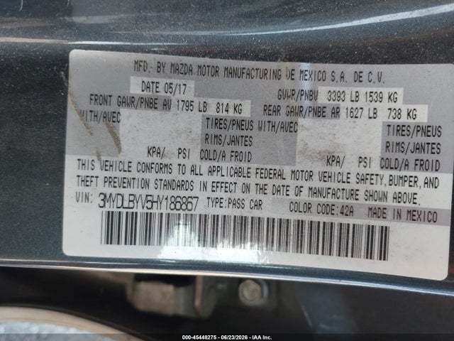 3MYDLBYV5HY186867 Toyota YARIS IA