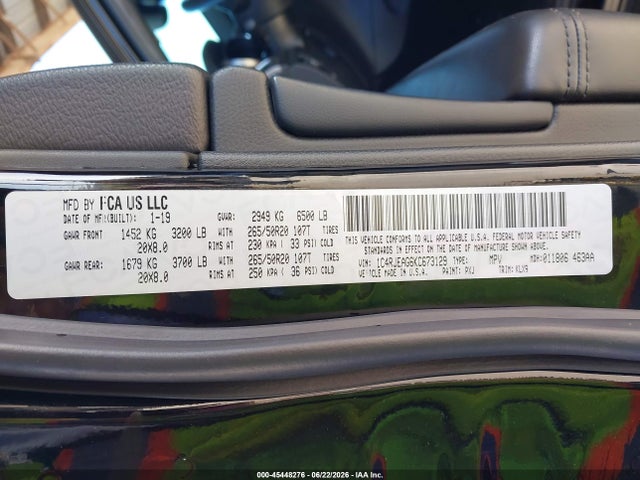 Продаж на аукціоні авто 2019 Jeep Grand Cherokee Altitude 4x2, vin: 1C4RJEAG6KC673129, номер лоту: 45448276