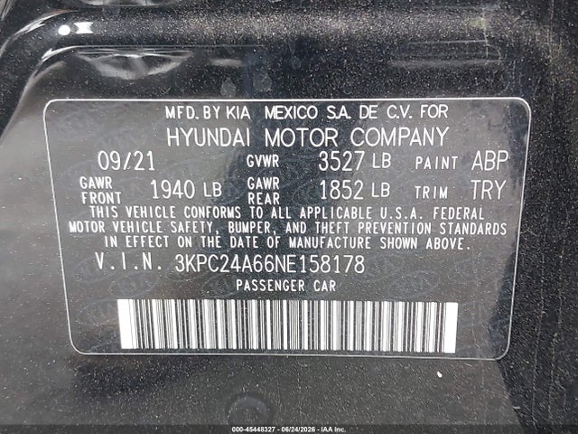 Hyundai Accent Sel 2022 3KPC24A66NE158178 Image 9
