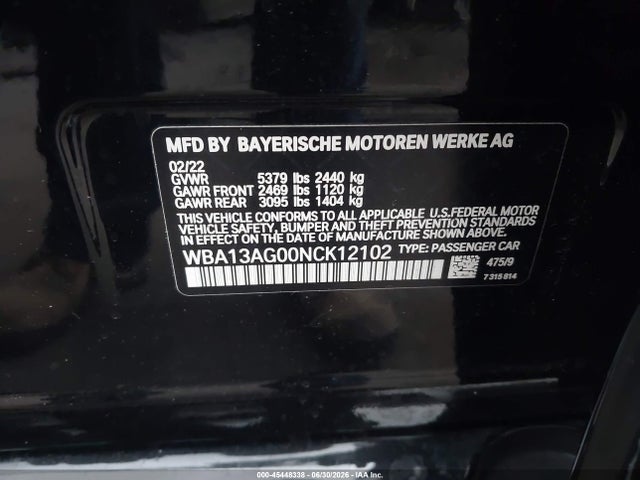 WBA13AG00NCK12102 BMW 530e