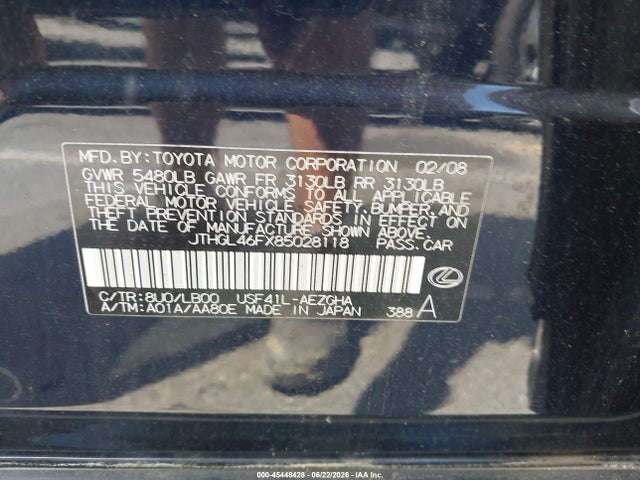 Продаж на аукціоні авто 2008 Lexus Ls 460 L, vin: JTHGL46FX85028118, номер лоту: 45448428