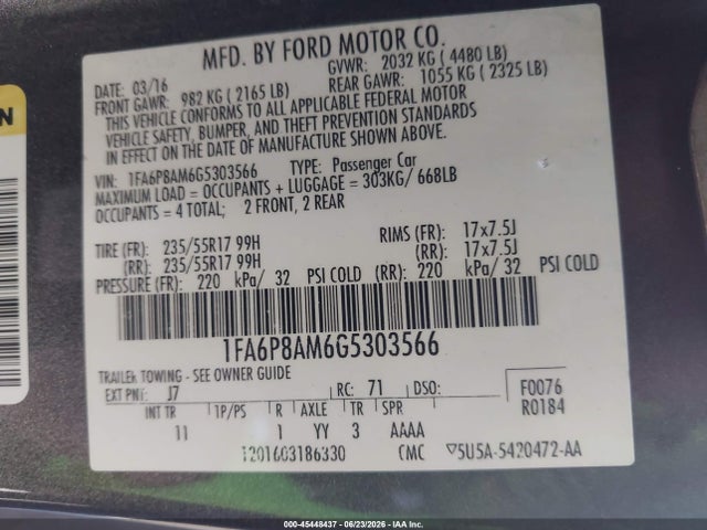 Ford Mustang V6 2016 1FA6P8AM6G5303566 Image 9