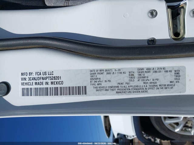 3C4NJDFN4PT528201 Jeep Compass Latitude Lux Fwd