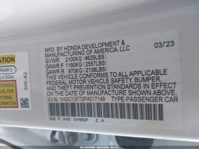1HGCY2F72PA017149 Honda Accord Hybrid Sport-l