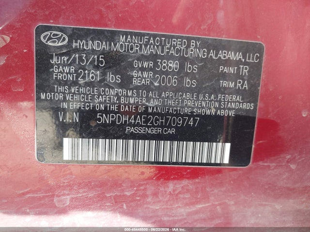 Hyundai ELANTRA SE 2016 5NPDH4AE2GH709747 Image 9