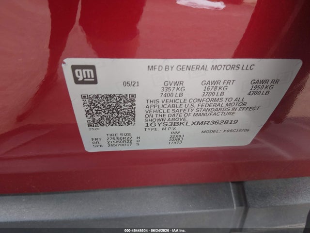 Продажа на аукционе авто 2021 Cadillac Escalade 2wd Premium Luxury, vin: 1GYS3BKLXMR362819, номер лота: 45448504