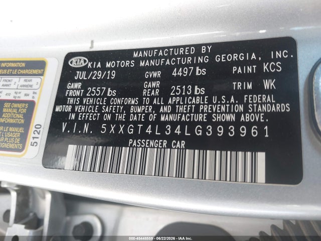 KIA Optima Lx 2020 5XXGT4L34LG393961 Image 9