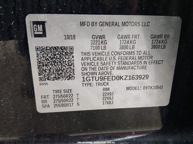 1GTU9FED0KZ163929 GMC Sierra 1500 Denali