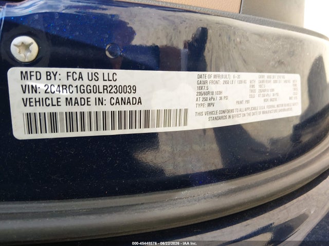 Продажа на аукционе авто 2020 Chrysler Pacifica Limited, vin: 2C4RC1GG0LR230039, номер лота: 45448576