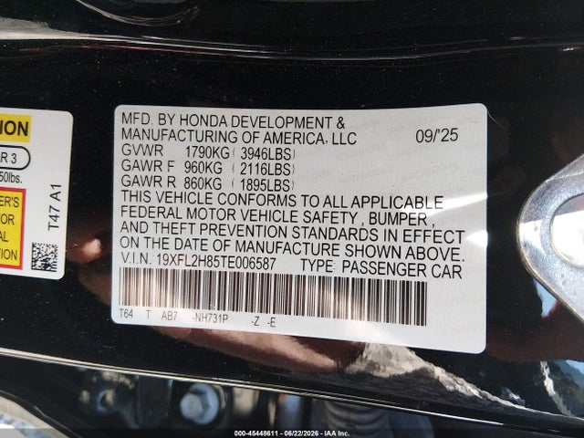 Auction sale of the 2026 Honda Civic Sport, vin: 19XFL2H85TE006587, lot number: 45448611