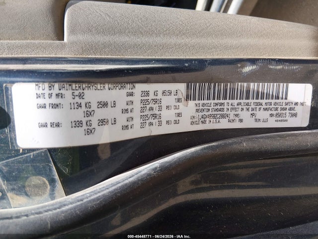 Продаж на аукціоні авто 2002 Jeep Grand Cherokee Laredo, vin: 1J4GX48S82C288241, номер лоту: 45448771