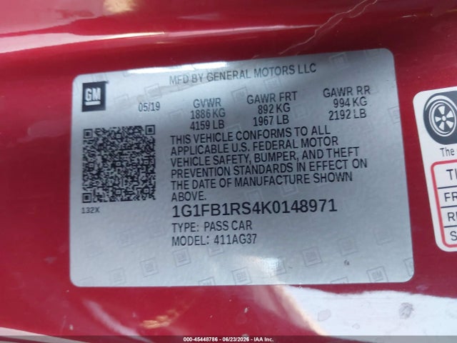 Chevrolet Camaro 1lt 2019 1G1FB1RS4K0148971 Image 9