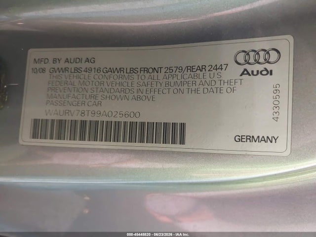 Продажа на аукционе авто 2009 Audi S5 4.2l, vin: WAURV78T99A025600, номер лота: 45448820
