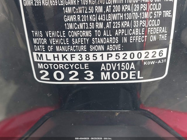 Honda Adv150 A 2023 MLHKF3851P5200226 Image 10