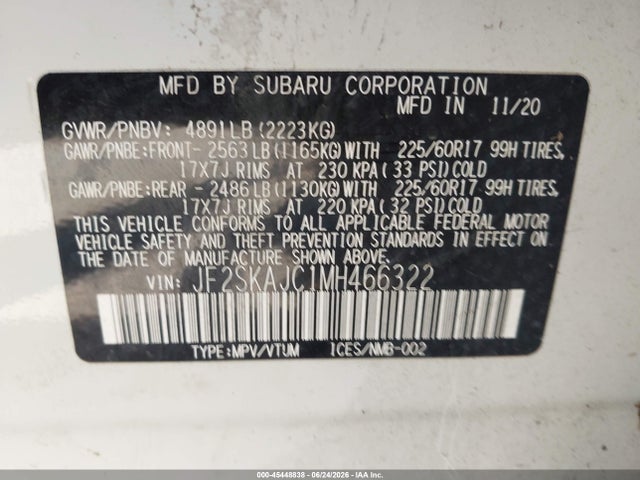 JF2SKAJC1MH466322 Subaru Forester Premium