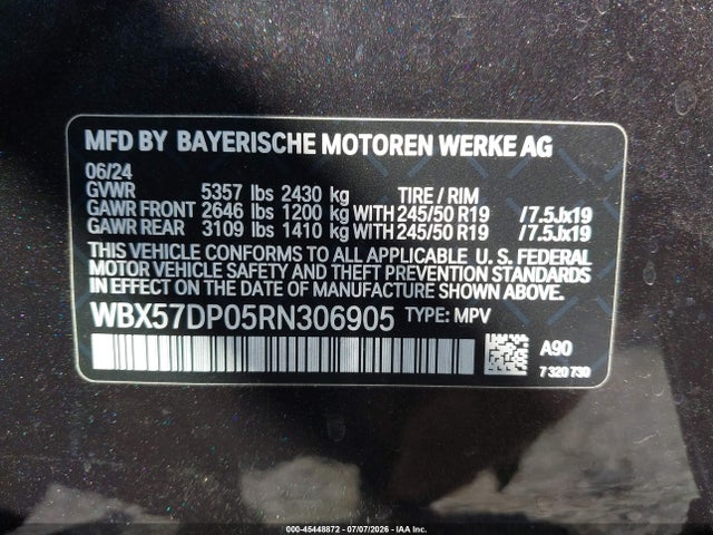 BMW X3 Xdrive30i 2024 WBX57DP05RN306905 Image 9