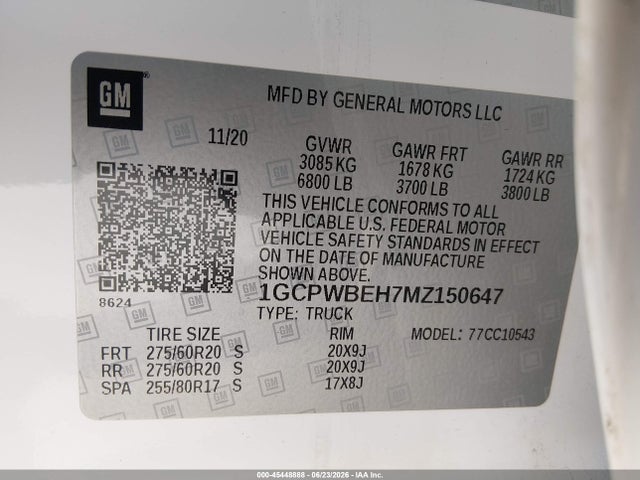 1GCPWBEH7MZ150647 Chevrolet Silverado 1500 2wd Short Bed Custom