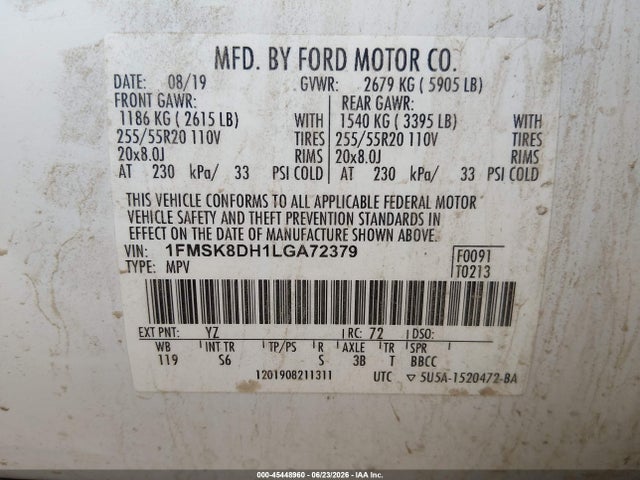 1FMSK8DH1LGA72379 Ford EXPLORER XLT