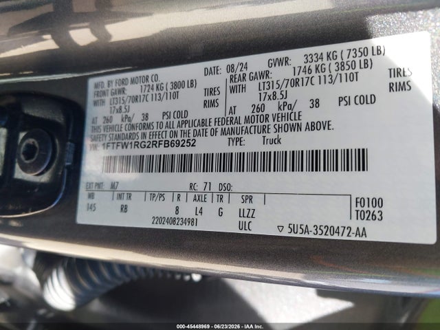 Ford F-150 Raptor 2024 1FTFW1RG2RFB69252 Image 9