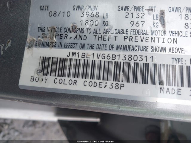 Aukcja sprzedaży 2011 Mazda Mazda3 I Touring, vin: JM1BL1VG6B1380311, numer aukcji: 45448970