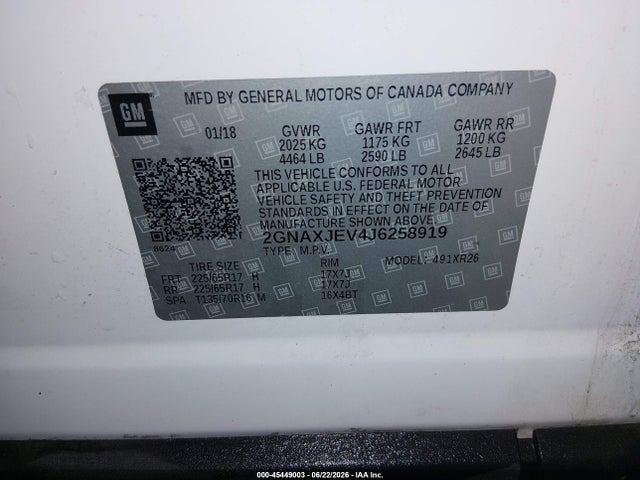 Chevrolet EQUINOX LT 2018 2GNAXJEV4J6258919 Image 9