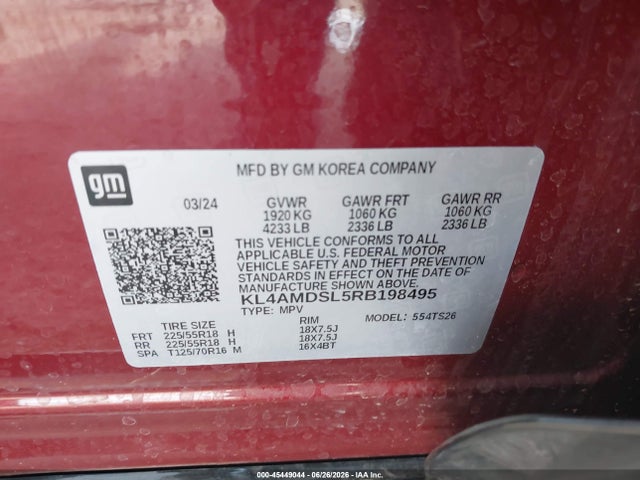 Aukcja sprzedaży 2024 Buick Encore Gx Sport Touring Fwd, vin: KL4AMDSL5RB198495, numer aukcji: 45449044