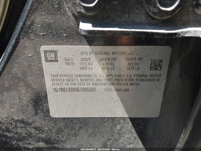1G1BE5SM9G7285329 Chevrolet Cruze Lt Auto