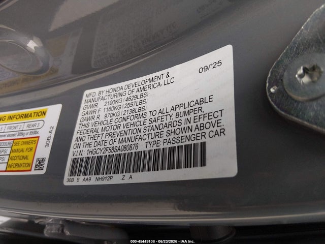 1HGCY2F58SA080876 Honda Accord Hybrid Sport