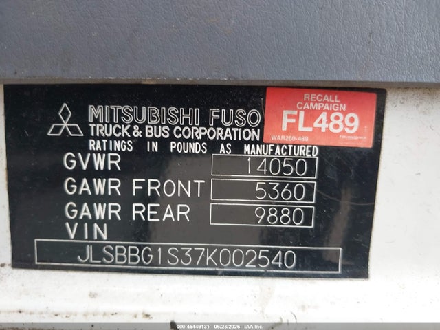 Продаж на аукціоні авто 2007 Sterling Truck Mitsubishi Chassis Coe 40, vin: JLSBBG1S37K002540, номер лоту: 45449131