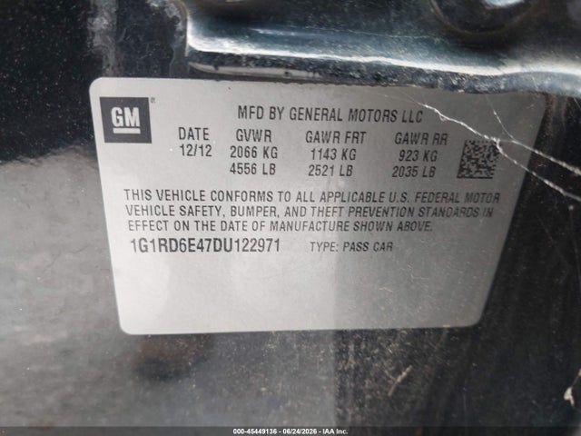 Продажа на аукционе авто 2013 Chevrolet Volt, vin: 1G1RD6E47DU122971, номер лота: 45449136